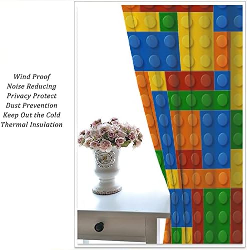 Colorful Building Blocks Toy Curtains with Rod Pocket