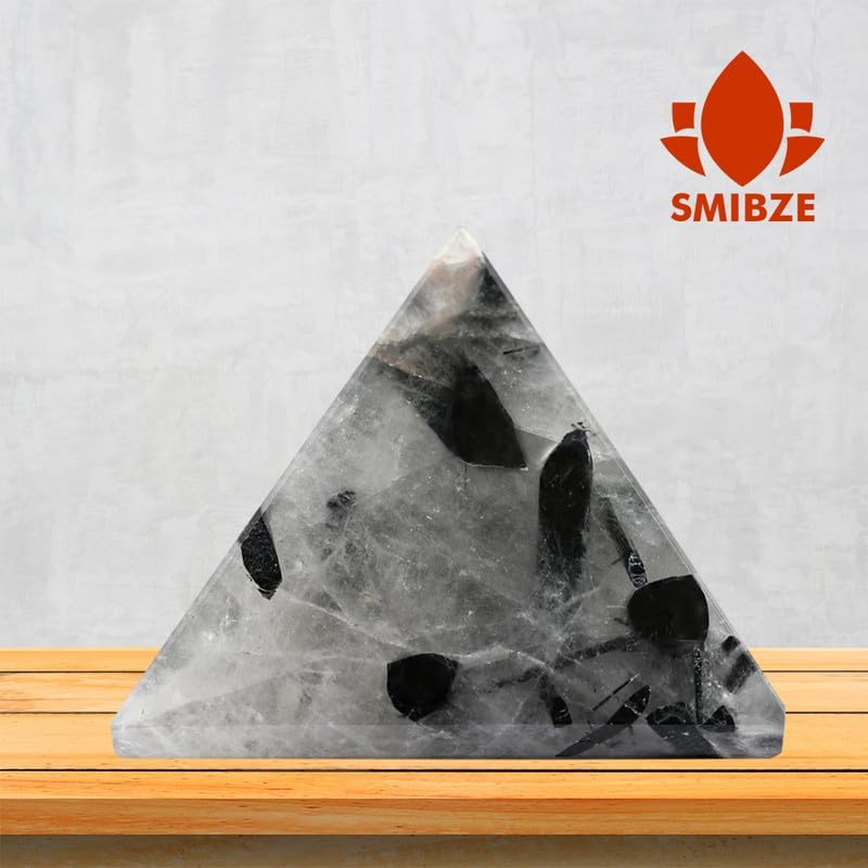SMIBZE Natural Black Rutilated Quartz Pyramid 1 Inch 1 Pcs
