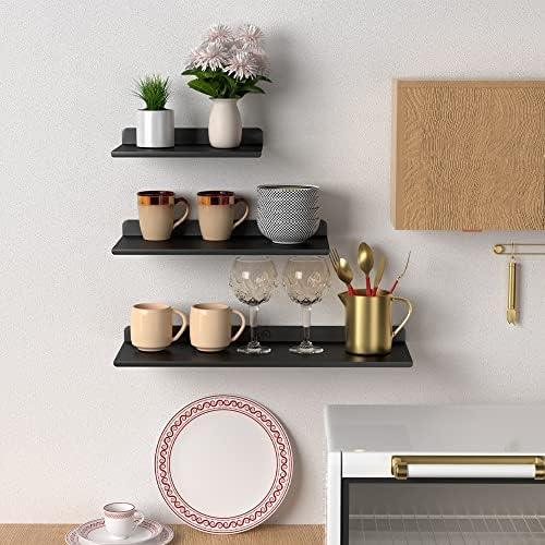 SlimmKISS Set of 8 Matte Black Floating Shelves Wall Mount