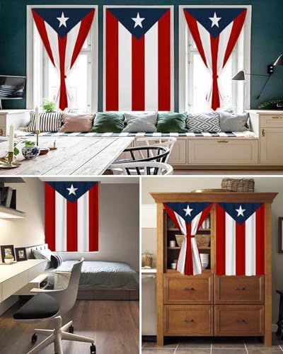 Yomandocix National Flag Puerto Rico Self Adhesive Curtains for Windows