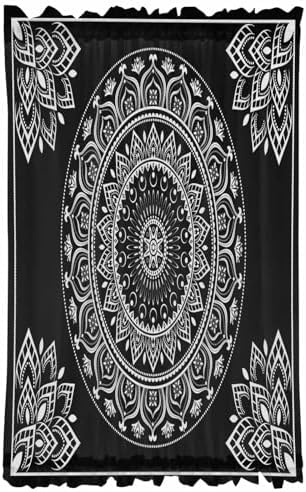 Black Boho French Door Curtain with Rod Pocket