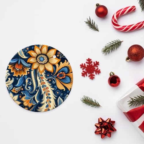 Retro Ceramic Flower Pendant Christmas Decor Hanging Ornament