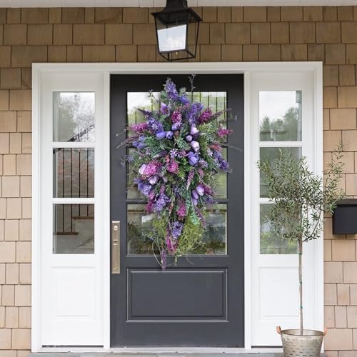 Tulip Teardrop Wreath for Front Door Spring Decor