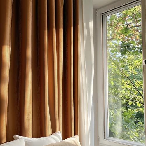 Lazzzy Gold Velvet Thermal Insulated Curtain 84 Inch Panel