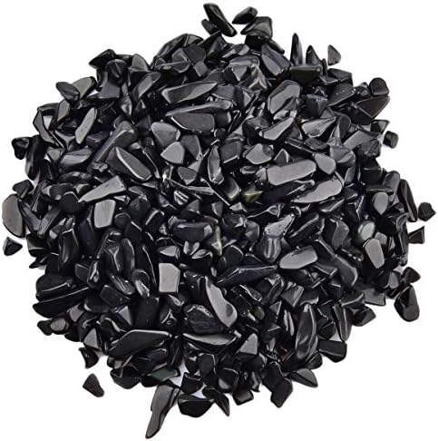 Black Obsidian Tumbled Chips Stone 1 Pound 5-7mm