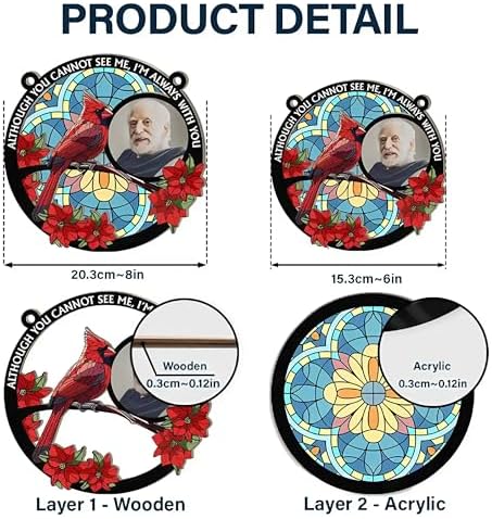 Personalized Photo Suncatcher Ornament Custom Memorial Window Hanging Decor