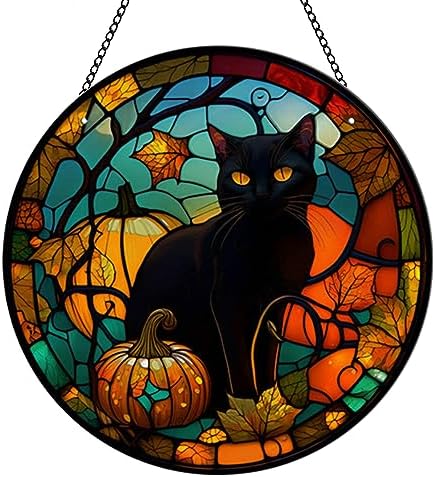 MATIHAY Black Cat Acrylic Window Hanging Decor