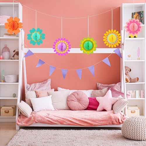 12 Pcs Daisy Honeycomb Hanging Decorations Summer Party Supplies