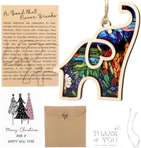 Wooden Elephant Ornament with Story Card Gift