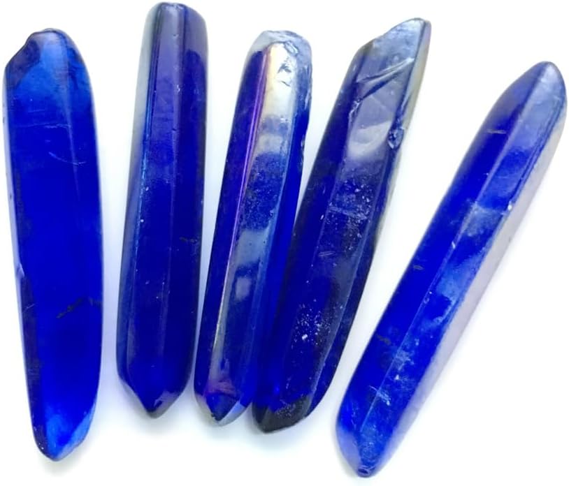 10pcs Natural Titanium Coated Quartz Crystal Wand Points