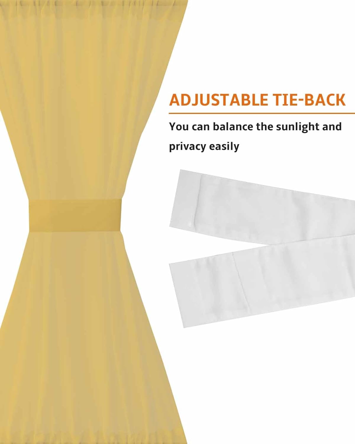 Sheer Yellow French Door Curtain 54x40 Inch