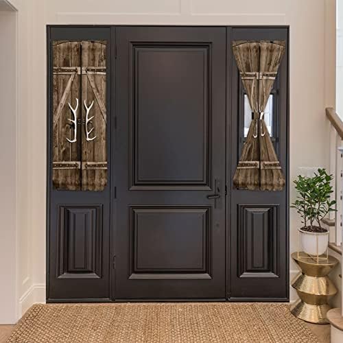 French Sidelight Front Door Curtain 25x40 Rustic Wooden