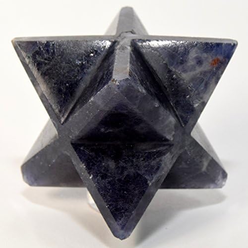 HC Set 64mm Iolite 8 Point Merkaba Star with Aragonite Cabochon