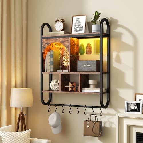 29 Inch Kitchen Shelves Wall Mounted with Lights 4 Tier