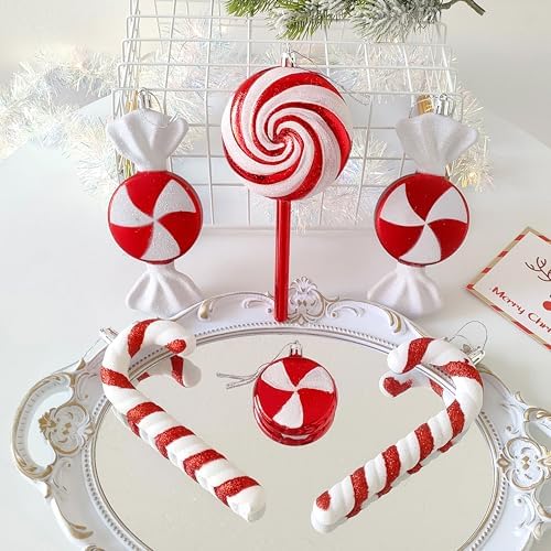 6PCS Mix Style Candy Canes Lollipop Christmas Ornaments Set