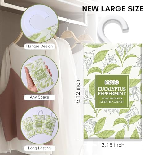 MYARO Eucalyptus Scented Sachets 12 Pcs Drawer Closet Freshener