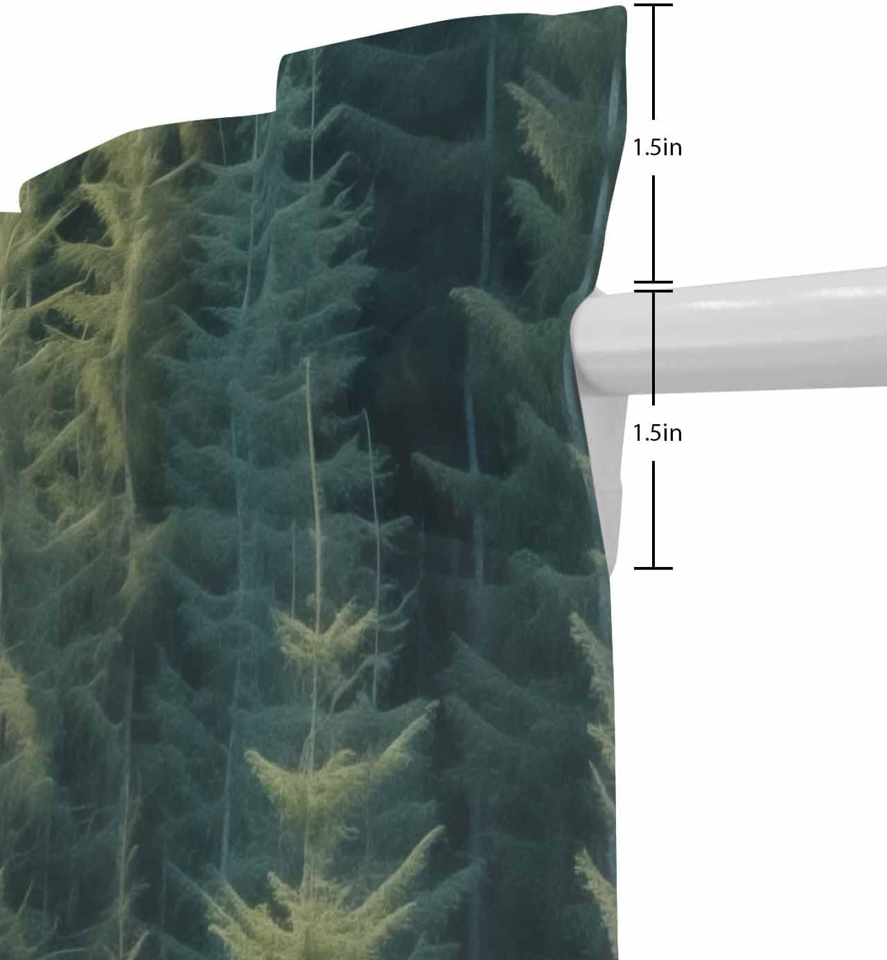 Green Pine Trees French Door Curtain