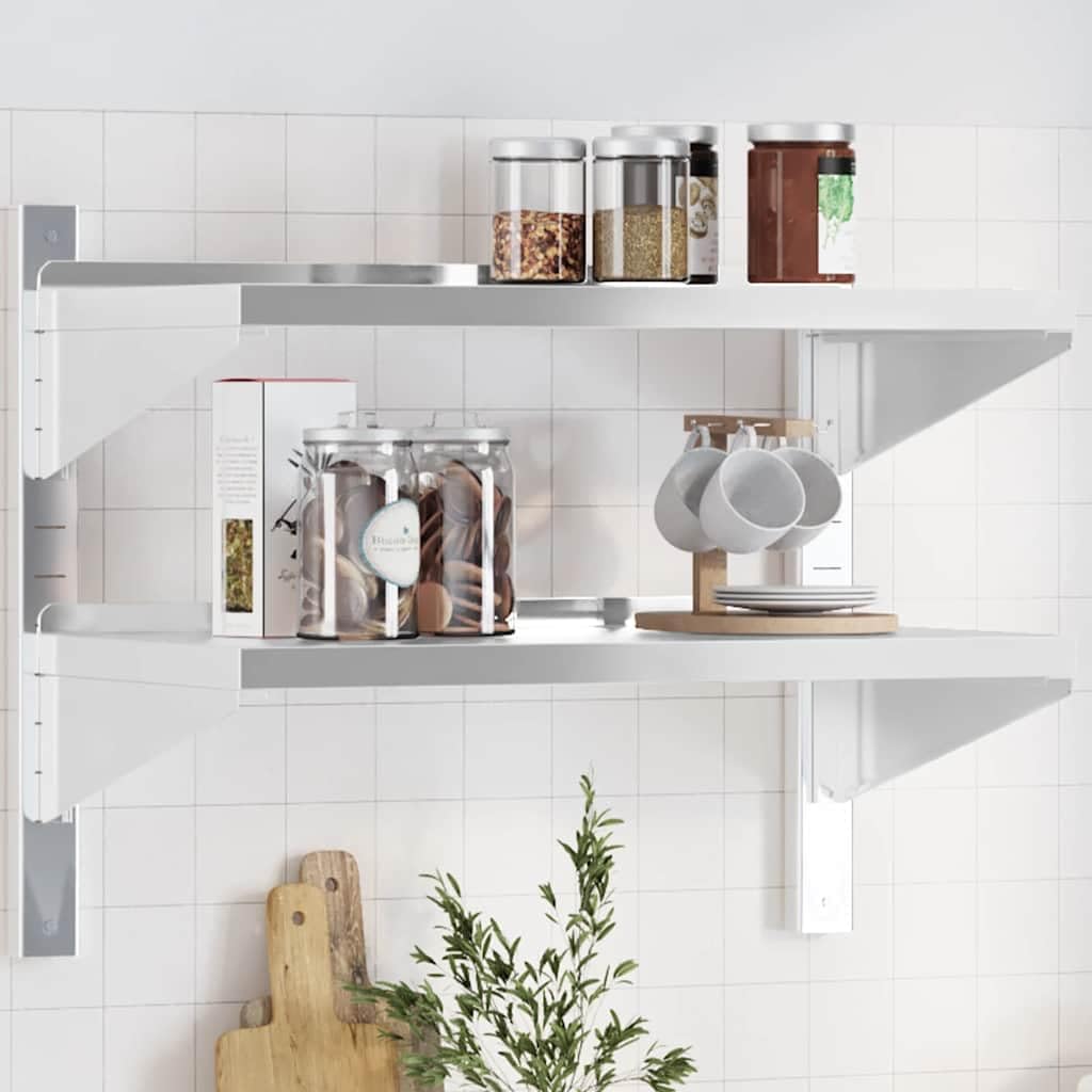 vidaXL Wall Shelf Silver Stainless Steel 295 x 157 x 236 in