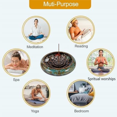 Blue Ceramic Incense Holder with Crystal Lotus and Accessories