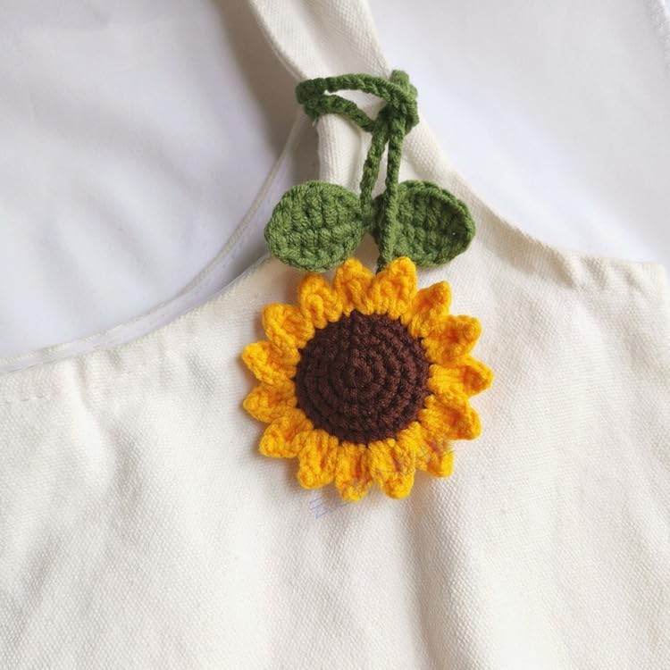 2 Pack Crochet Sunflower Car Hanging Ornament for Women