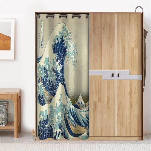 Leyiyi Japanese Door Curtain with Ukiyoe Design 60x80 Inch Panel