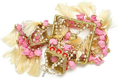 Square Hanging Jhoomar Pink Rose Decor for Home Wedding