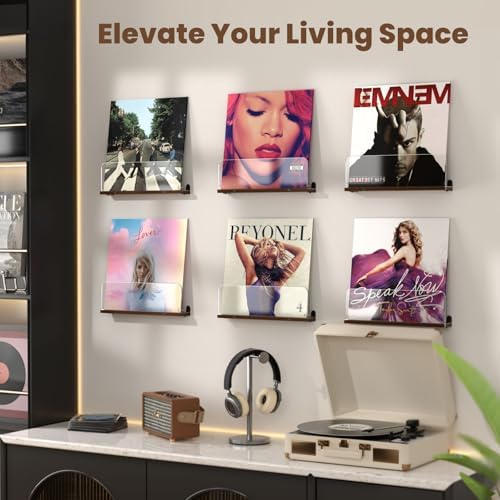 AITEE Vinyl Wall Mount Shelf 2 Pack Holds 6 Lps