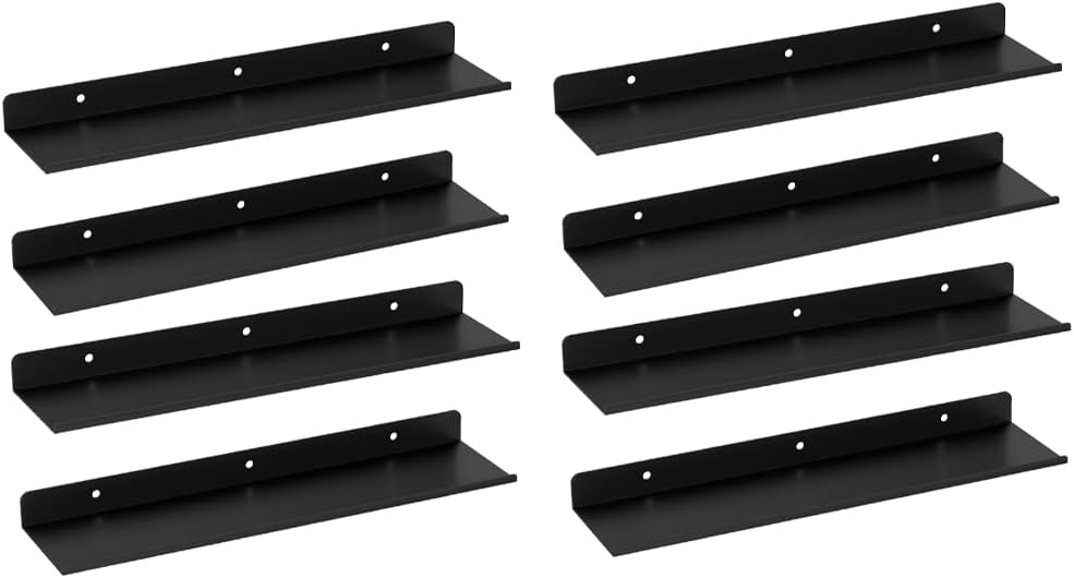 SlimmKISS Set of 8 Matte Black Floating Shelves Wall Mount