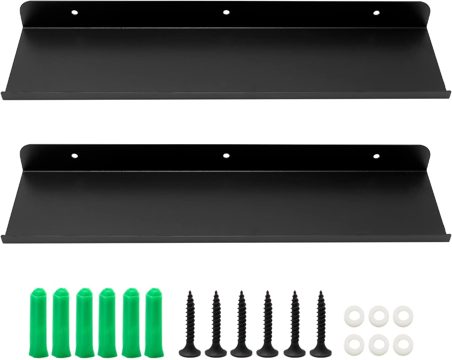Matte Black Floating Wall Shelf 2 Pack
