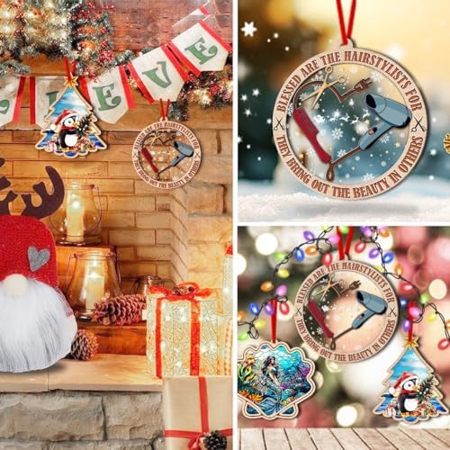 Hairdresser Christmas Ornament 2024 - Wood Acrylic Decor
