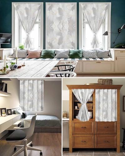 Grey Ombre Marble Self Adhesive Portable Curtains for Windows