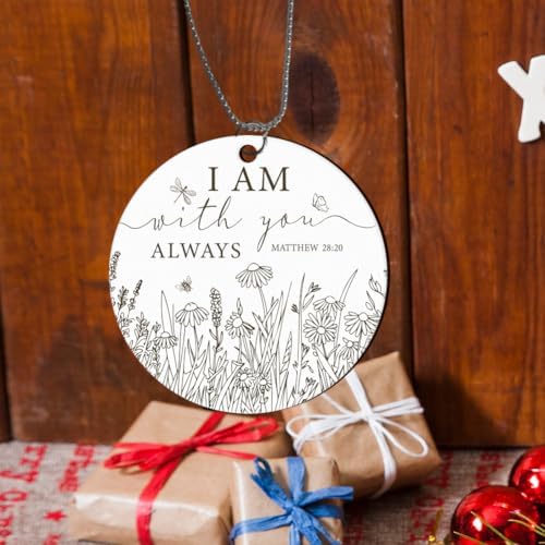 PLIGREAT Floral Car Hanging Ornament with I Am with You Always Message