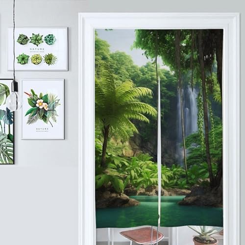 Japanese Noren Tropic Plants Door Curtain 34x57
