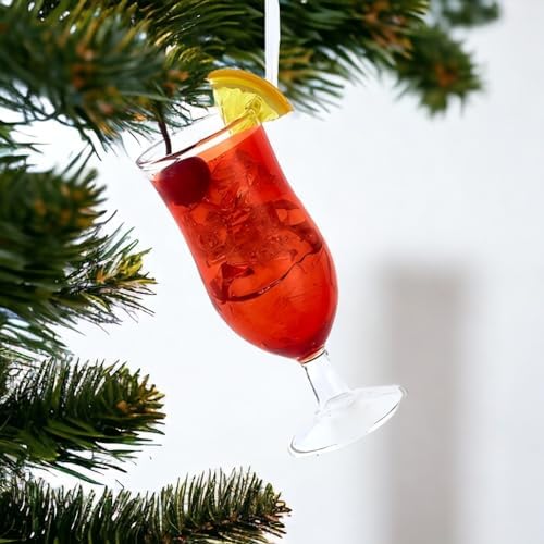 Kurt Adler Red Tropical Drink Glass Ornament 55 Inch