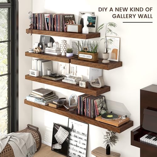 Venusmiles Floating Shelves for Wall 24x12 Inch Brown