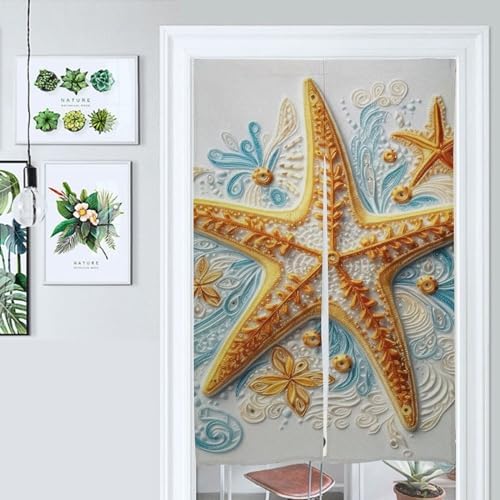 Delicate Starfish Printed Door Curtain 34x57 Inch