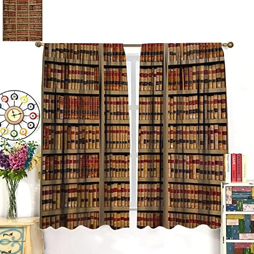 Vintage Library Bookshelf Curtain Set 2 Panels