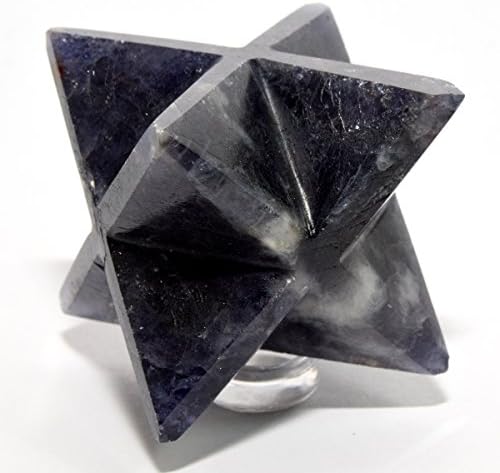HC Set 64mm Iolite 8 Point Merkaba Star with Aragonite Cabochon