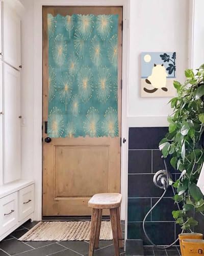 Teal Green Dandelion French Door Curtain