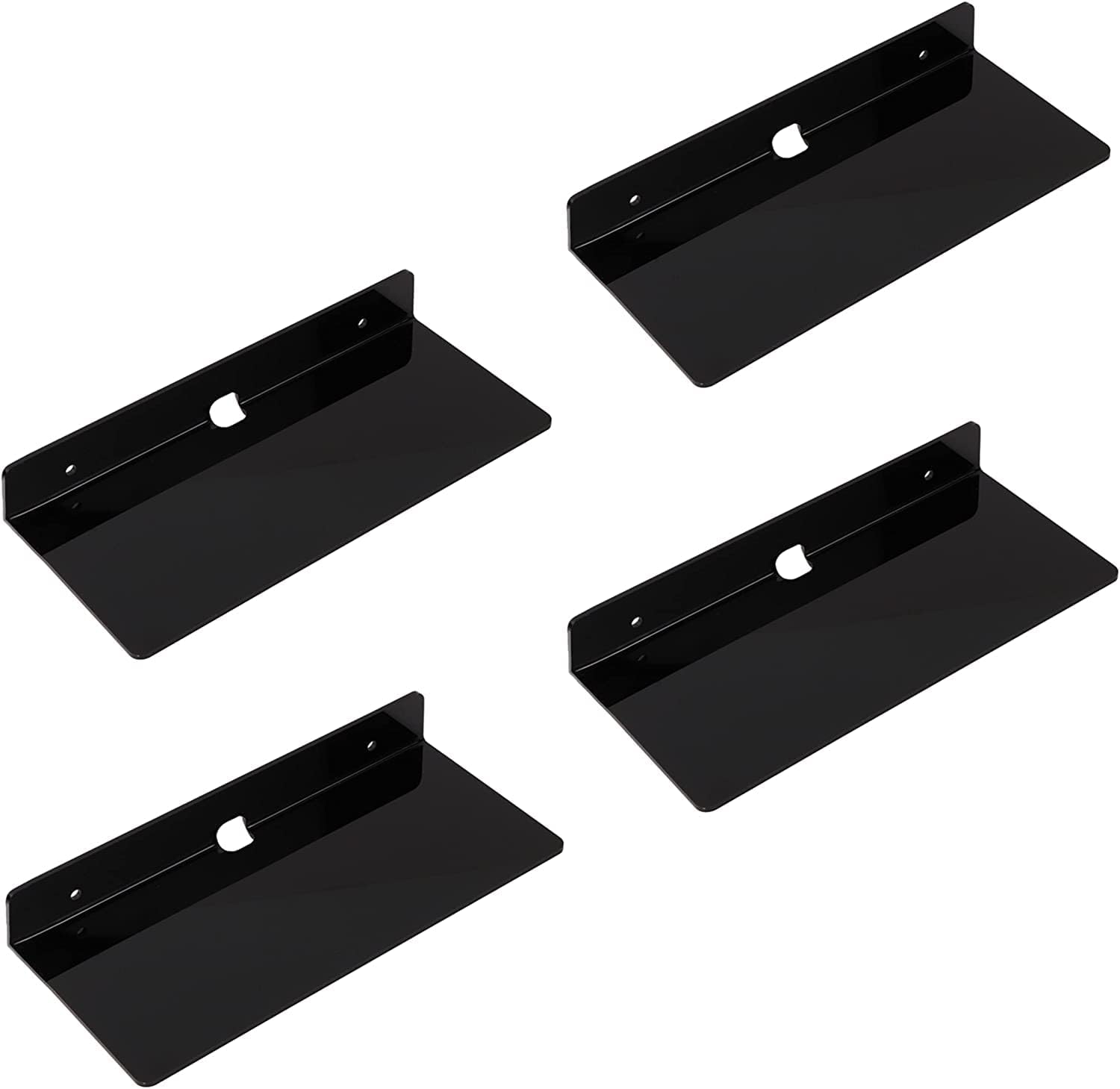 IEEK 4 Piece Black Acrylic Floating Wall Shelves