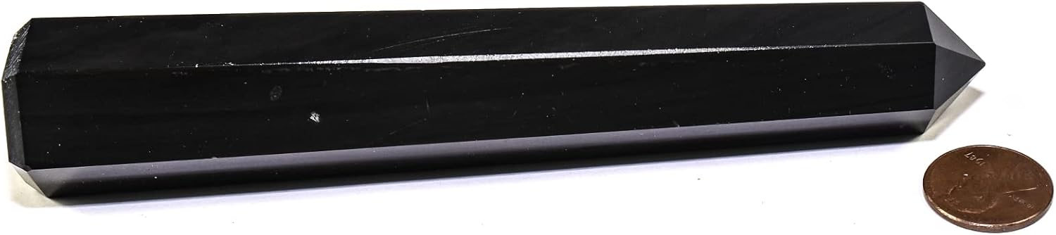 58 Inch Black Obsidian Obelisk Natural Gemstone Tower Stick