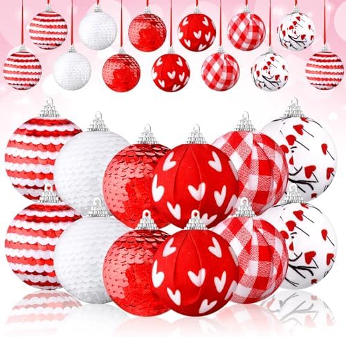 Riceshoot 12Pcs Valentine Tree Ornament Set