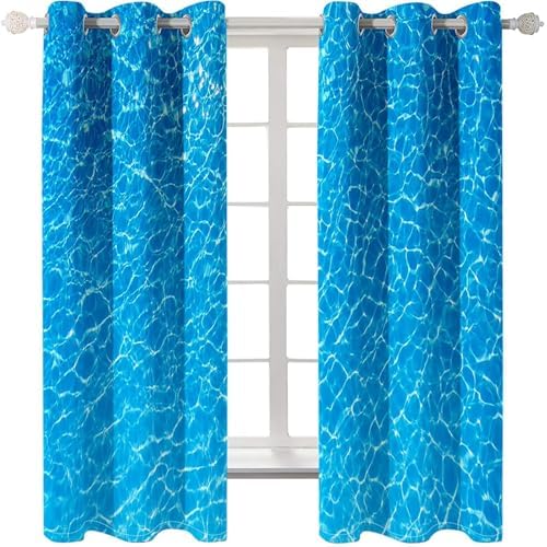 Blackout Curtains for Kitchen 2 Panels Thermal Blue Sea Landscape
