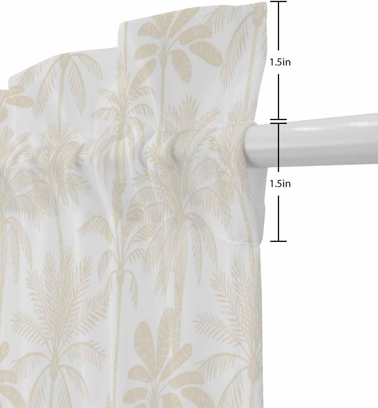 Beige Palm Tree French Door Curtain with Rod Pocket