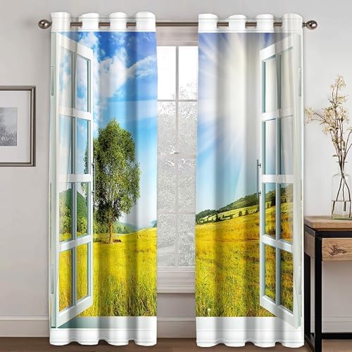 Homxi 2 Panel Blackout Curtains Set for Living Room