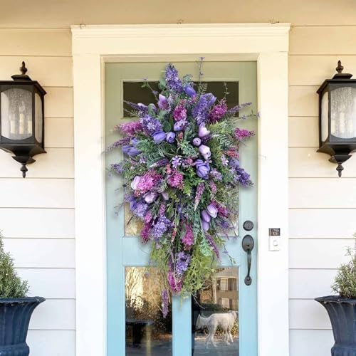 Tulip Teardrop Wreath for Front Door Spring Decor