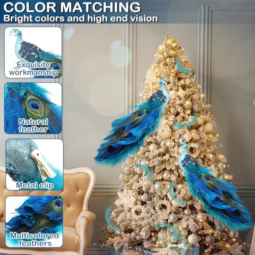 Giegxin 2 Pcs Peacock Christmas Tree Decorations