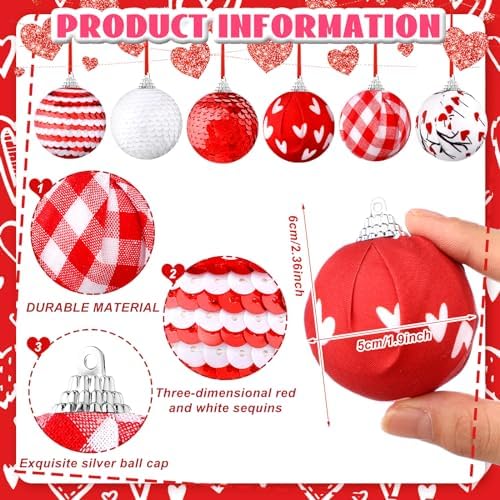 Riceshoot 12Pcs Valentine Tree Ornament Set