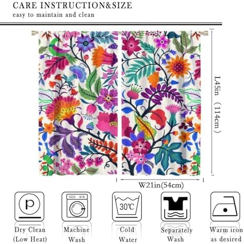 Boho Floral Window Curtains for Living Room and Bedroom