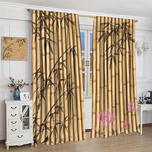 Bamboo Print Curtains for Bedroom and Living Room